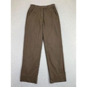 Faconnable Pants Womens 4 Brown Stretch Corduroy Straight Leg Pleated Pinwale